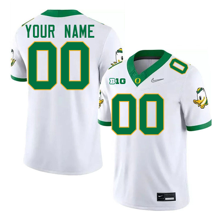 Custom Oregon Ducks Name And Number Football Jersey-White 2024